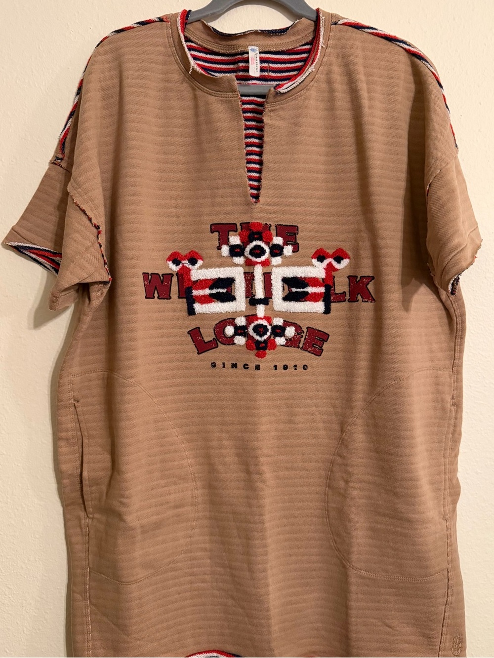 Free People Embroidered Tan Shirt